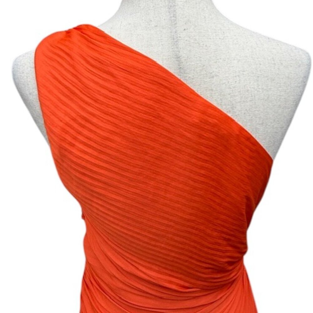 House of Harlow 1960 Off Orange Cut Out One Shoulder Pleated Dress Size Medium - Picture 11 of 16
